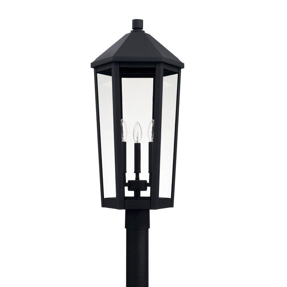 Capital Lighting-926934BK-Ellsworth - 3 Light Outdoor Post Lantern 12.5 high by 27.5 wide Rain or Shine made for Coastal Environments Black  Oiled Bronze Finish with Clear Glass