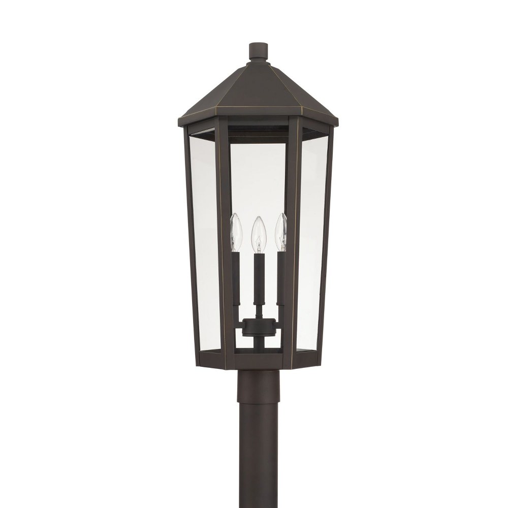 Capital Lighting-926934OZ-Ellsworth - 3 Light Outdoor Post Lantern 12.5 high by 27.5 wide Rain or Shine made for Coastal Environments Oiled Bronze  Oiled Bronze Finish with Clear Glass