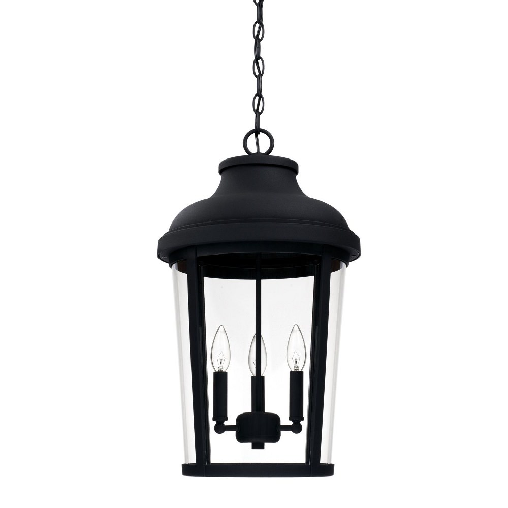 Capital Lighting-927033BK-Dunbar - 3 Light Outdoor Hanging Lantern 13 high by 22.5 wide Rain or Shine made for Coastal Environments Black  Oiled Bronze Finish with Clear Glass