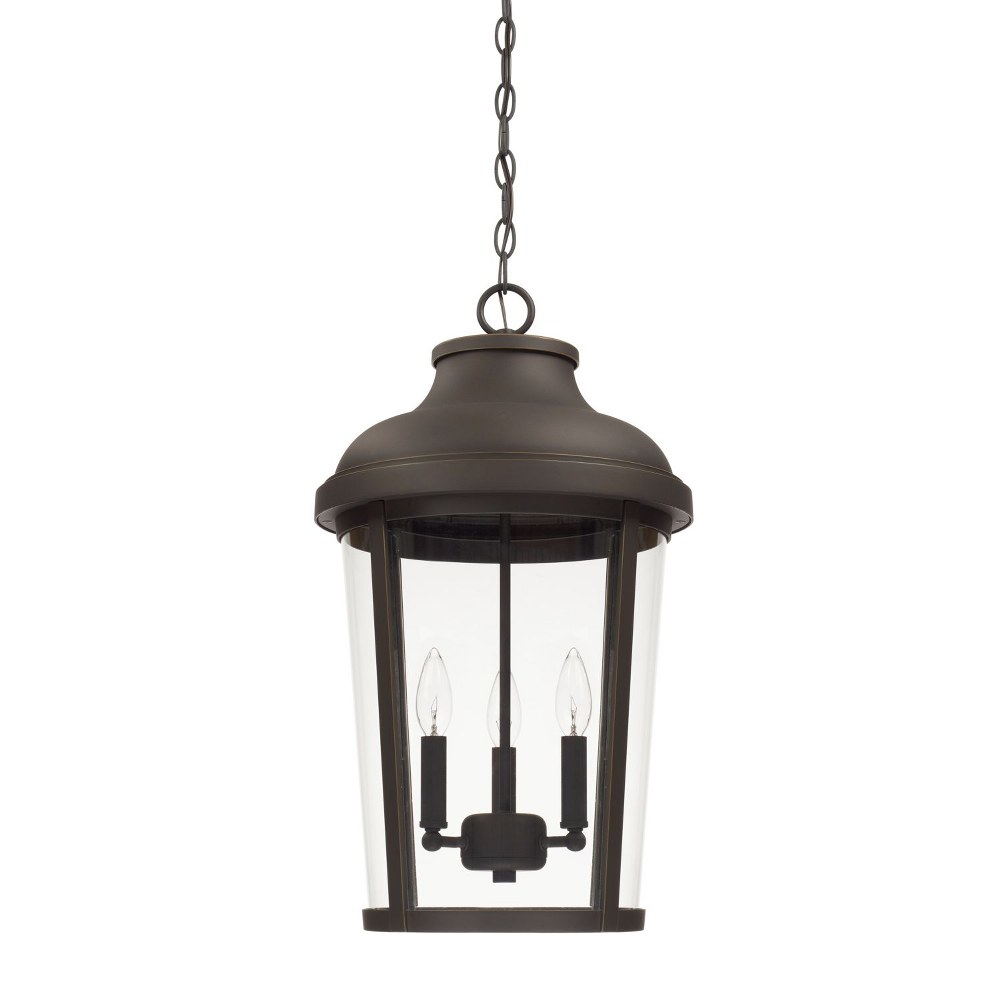 Capital Lighting-927033OZ-Dunbar - 3 Light Outdoor Hanging Lantern 13 high by 22.5 wide Rain or Shine made for Coastal Environments Oiled Bronze  Oiled Bronze Finish with Clear Glass