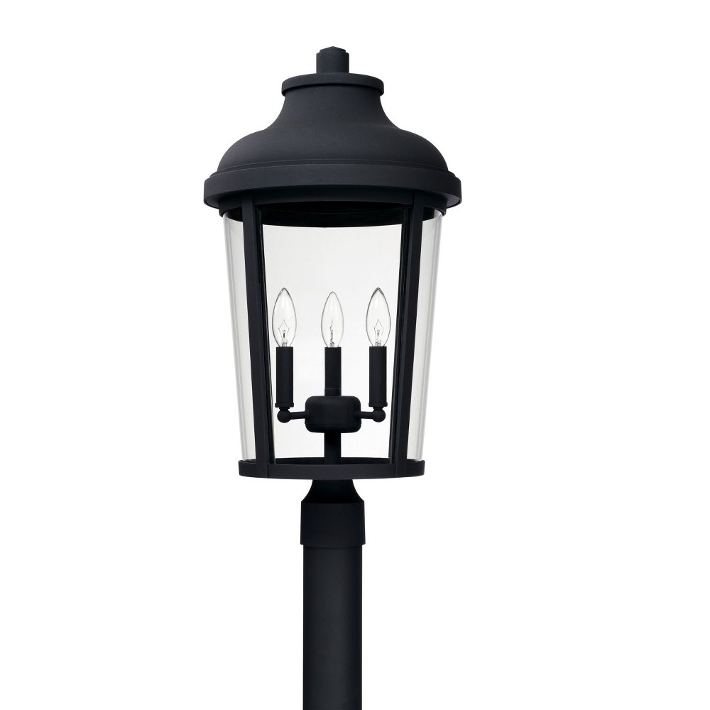 Capital Lighting-927034BK-Dunbar - 3 Light Outdoor Post Lantern 13 high by 25.25 wide Rain or Shine made for Coastal Environments Black  Oiled Bronze Finish with Clear Glass