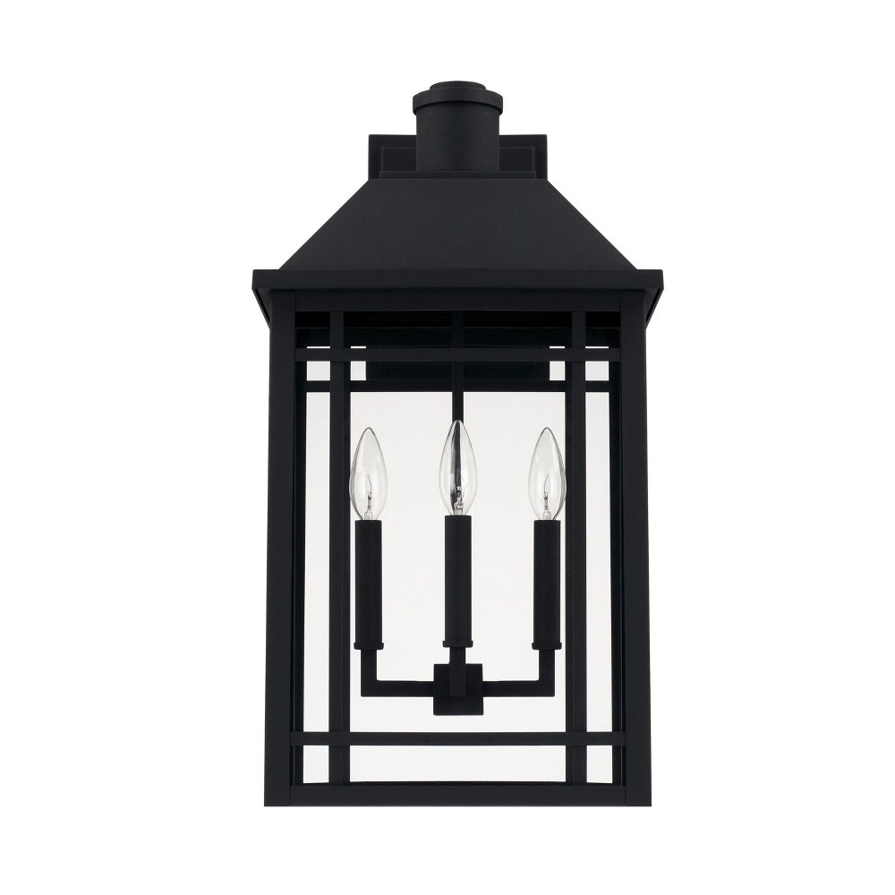 Capital Lighting-927131BK-Braden - 23 Inch Outdoor Wall Lantern Approved for Wet Locations 12.75 high by 23 wide Rain or Shine made for Coastal Environments Black  Oiled Bronze Finish with Clear Glass