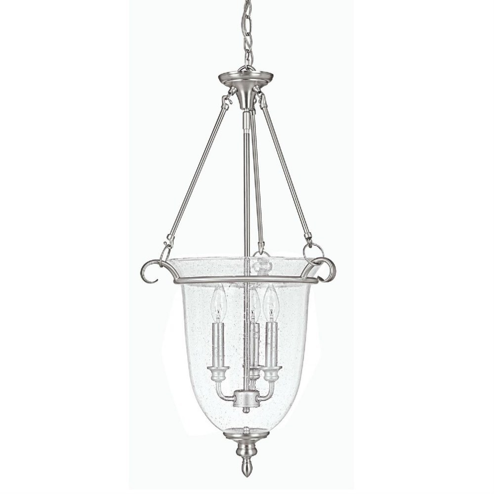 Capital Lighting-9310MN-3 Light Foyer - in Transitional style - 17 high by 31.5 wide Matte Nickel  Burnished Bronze Finish with Seeded Glass