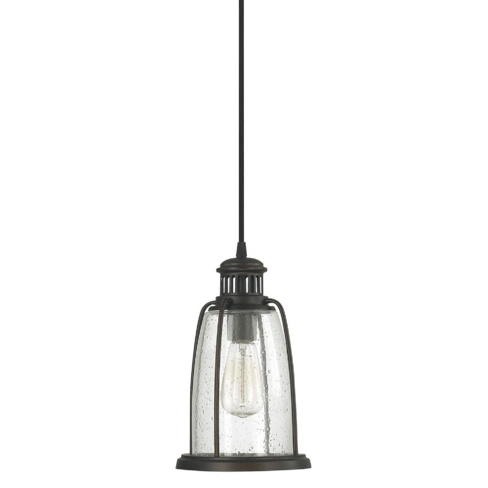 Capital Lighting-9638OB-Pendants - 1 Light Outdoor Hanging Lantern   Old Bronze Finish with Seeded Glass