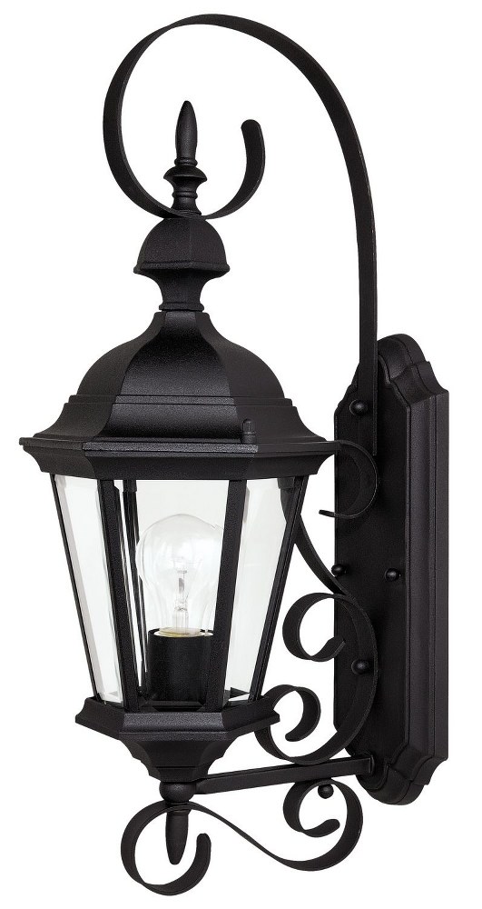 Capital Lighting-9721BK-Carriage House - 23 Inch 1 Light Outdoor Wall Mount - in Traditional style - 8 high by 23 wide Black  Old Bronze Finish with Hammered Glass