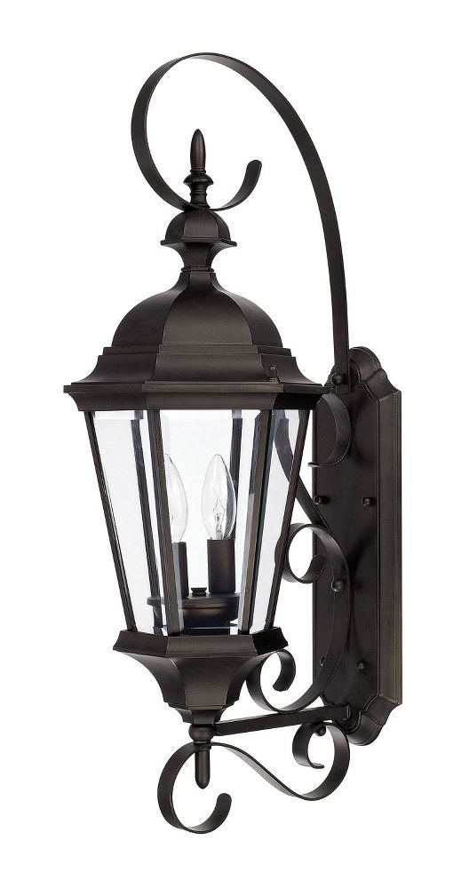 Capital Lighting-9722OB-Carriage House - 2 Light Outdoor Wall Mount - in Traditional style - 10 high by 27 wide   Old Bronze Finish with Hammered Glass