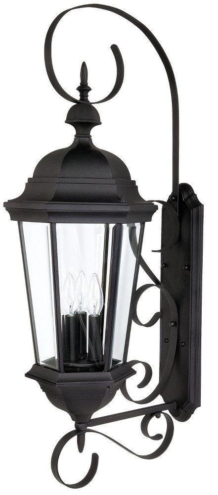 Capital Lighting-9723BK-Carriage House - 3 Light Outdoor Wall Mount - in Traditional style - 11 high by 36 wide   Black Finish with Clear Glass