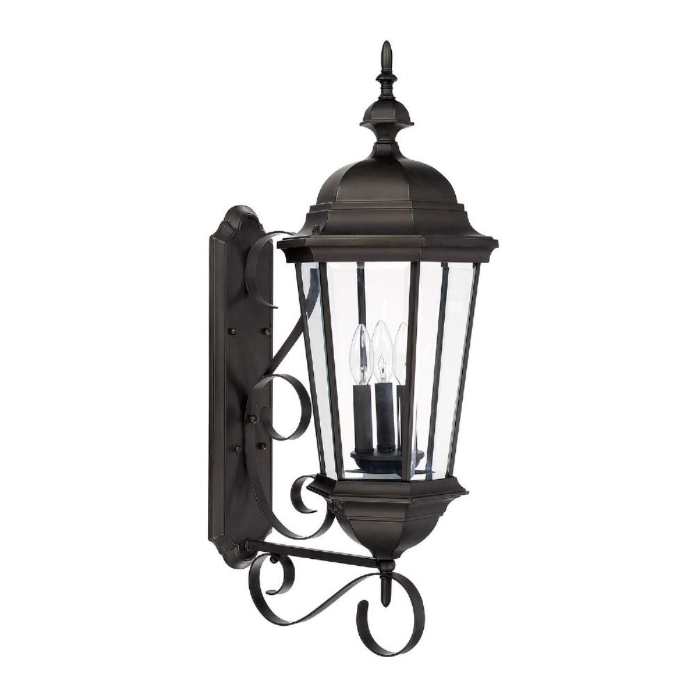 Capital Lighting-9723OB-Carriage House - 3 Light Outdoor Wall Mount - in Traditional style - 11 high by 36 wide Old Bronze  Old Bronze Finish with Hammered Glass