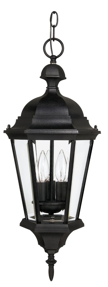 Capital Lighting-9724BK-Carriage House - 3 Light Outdoor Hanging Lantern - in Traditional style - 10 high by 23 wide Black  Old Bronze Finish with Hammered Glass