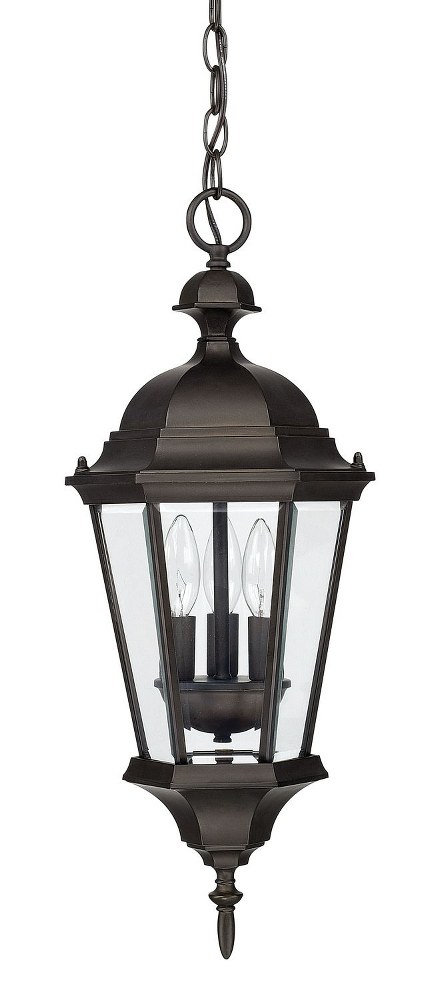 Capital Lighting-9724OB-Carriage House - 3 Light Outdoor Hanging Lantern - in Traditional style - 10 high by 23 wide   Old Bronze Finish with Hammered Glass