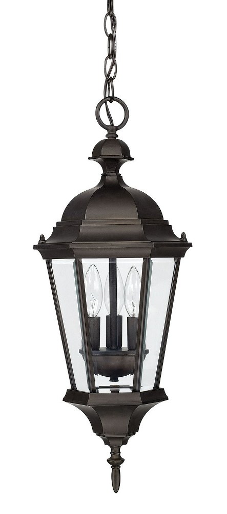 Capital Lighting-9724OB-Carriage House - 3 Light Outdoor Hanging Lantern - in Traditional style - 10 high by 23 wide Old Bronze  Old Bronze Finish with Hammered Glass