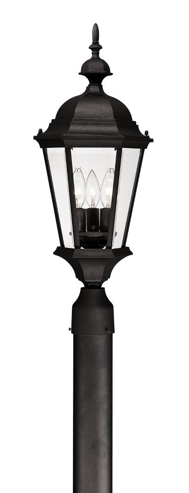 Capital Lighting-9725BK-Carriage House - 3 Light Outdoor Post Mount - in Traditional style - 10 high by 24 wide   Black Finish with Clear Glass