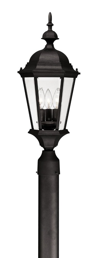 Capital Lighting-9725BK-Carriage House - 3 Light Outdoor Post Mount - in Traditional style - 10 high by 24 wide Black  Old Bronze Finish with Clear Beveled Glass