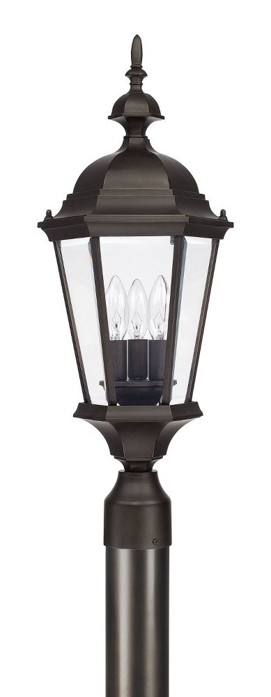 Capital Lighting-9725OB-Carriage House - 3 Light Outdoor Post Mount - in Traditional style - 10 high by 24 wide   Old Bronze Finish with Clear Beveled Glass