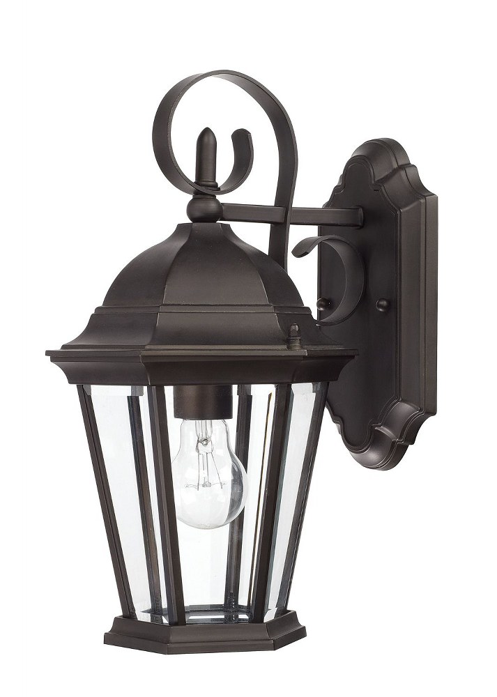 Capital Lighting-9726OB-Carriage House - 16 Inch 1 Light Outdoor Wall Mount - in Traditional style - 8 high by 16 wide   Old Bronze Finish with Clear Beveled Glass