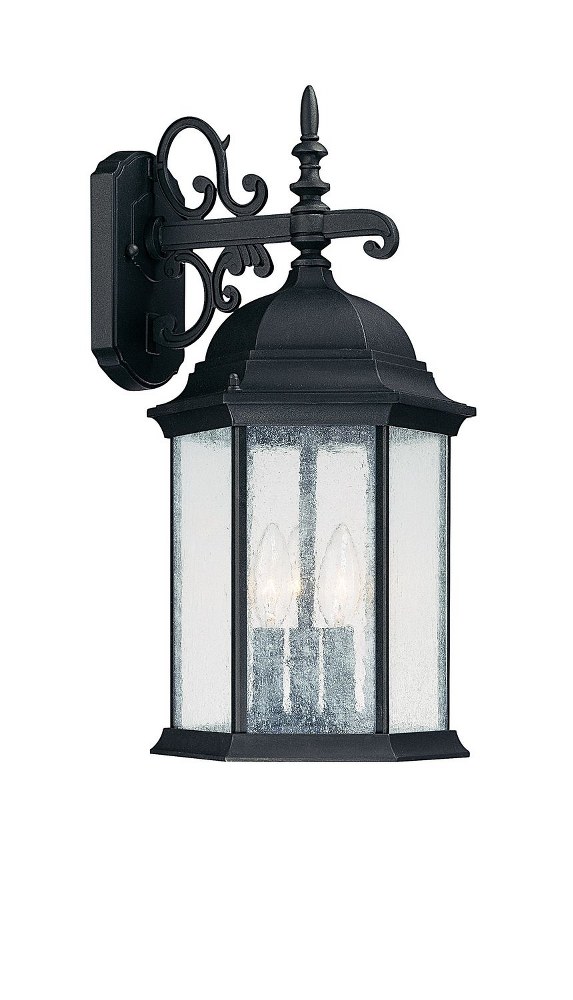 Capital Lighting-9834BK-Main Street - 19 Inch 3 Light Outdoor Wall Mount - in Traditional style - 10 high by 19 wide   Black Finish with Seeded Glass