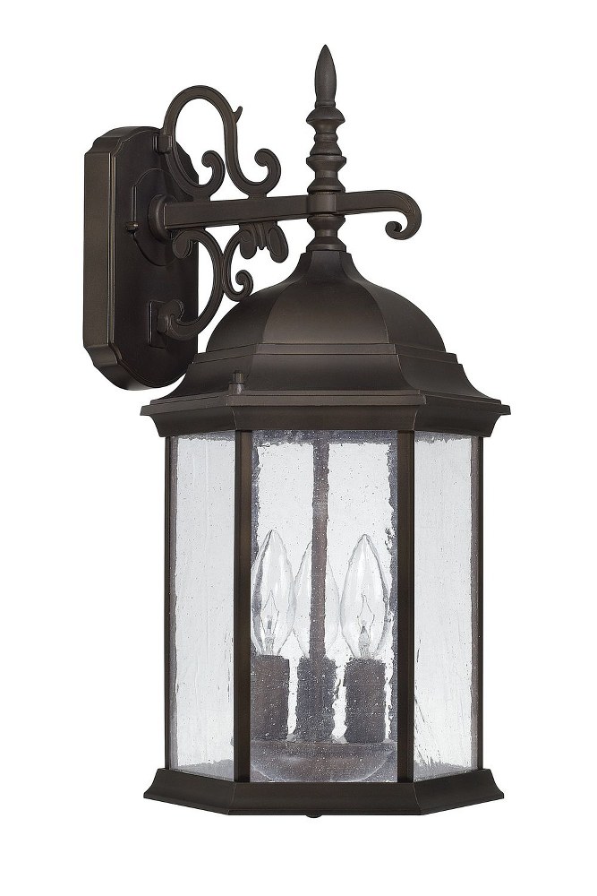 Capital Lighting-9834OB-Main Street - 19 Inch 3 Light Outdoor Wall Mount - in Traditional style - 10 high by 19 wide   Old Bronze Finish with Antique Glass