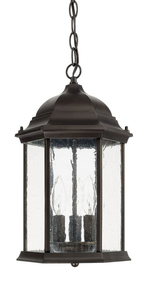 Capital Lighting-9836OB-Main Street - 3 Light Outdoor Hanging Lantern - in Transitional style - 10 high by 15 wide   Old Bronze Finish with Antique Glass