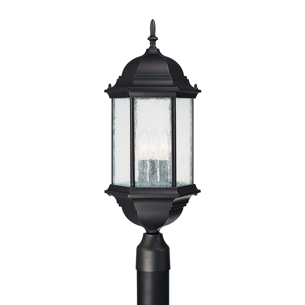 Capital Lighting-9837BK-Main Street - 3 Light Outdoor Post Mount - in Transitional style - 10 high by 24 wide   Black Finish with Seeded Glass