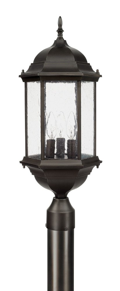 Capital Lighting-9837OB-Main Street - 3 Light Outdoor Post Mount - in Transitional style - 10 high by 24 wide   Old Bronze Finish with Antique Glass