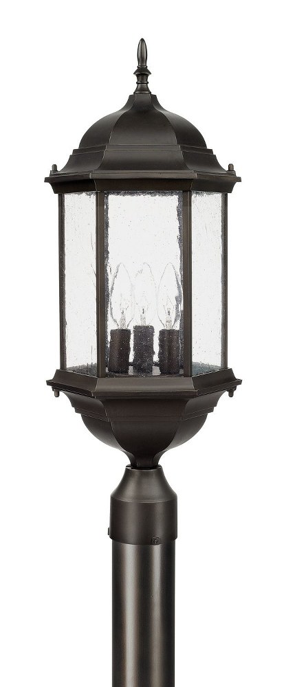 Capital Lighting-9837OB-Main Street - 3 Light Outdoor Post Mount - in Transitional style - 10 high by 24 wide Old Bronze  Old Bronze Finish with Antique Glass