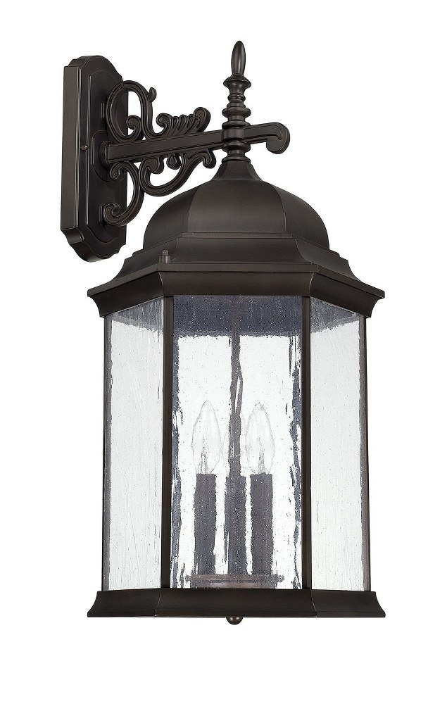 Capital Lighting-9838OB-Main Street - 25.5 Inch 3 Light Outdoor Wall Mount - in Traditional style - 12 high by 25.5 wide Old Bronze  Black Finish with Antique Glass