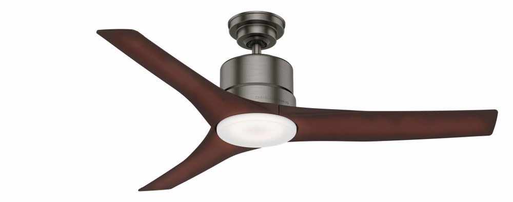 Casablanca Fans-50450-Piston - 3 Blade 52 Inch Ceiling Fan with Handheld Control in Casual Modern Style and includes 3 Motor Speed settings   Brushed Slate Finish with Coffee Beech Blade Finish with P