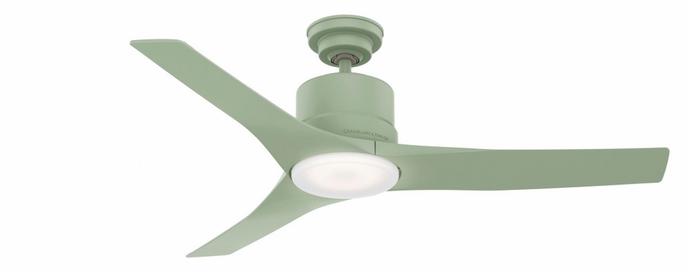 Casablanca Fans-50451-Piston - 3 Blade 52 Inch Ceiling Fan with Handheld Control in Casual Modern Style and includes 3 Motor Speed settings   Soft Sage Finish with Soft Sage Blade Finish with Painted 