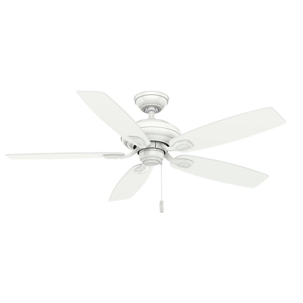 Casablanca Fans-54037-Utopian - 5 Blade 52 Inch Ceiling Fan With Pull Chain Control In Nautical Traditional Style And Includes 5 Motor Speed Settings   Snow White Finish with Matte Snow White Blade Fi