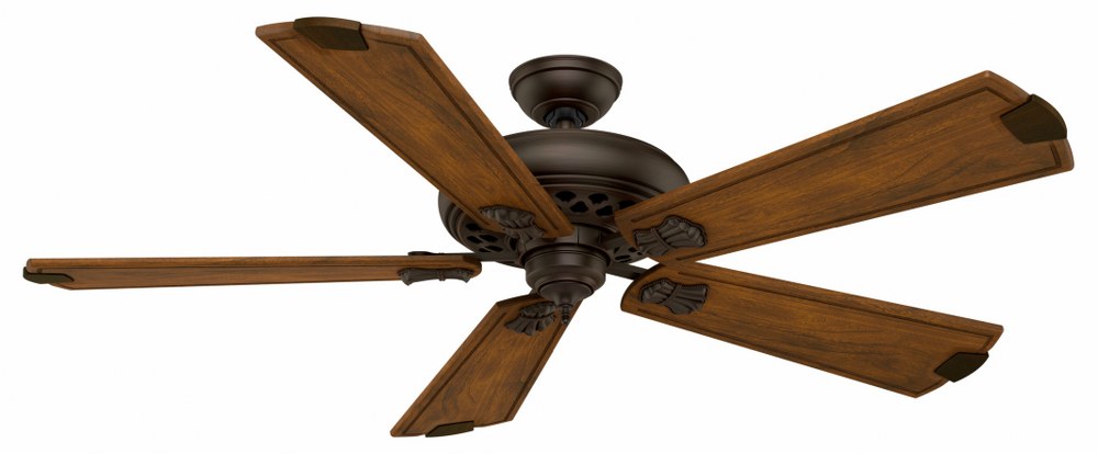 Casablanca Fans-55035-Fellini - 5 Blade 60 Inch Ceiling Fan with Wall Control in Traditional Style and includes 5 Motor Speed settings   Cocoa Finish with Walnut Regal-Style Carved Wood