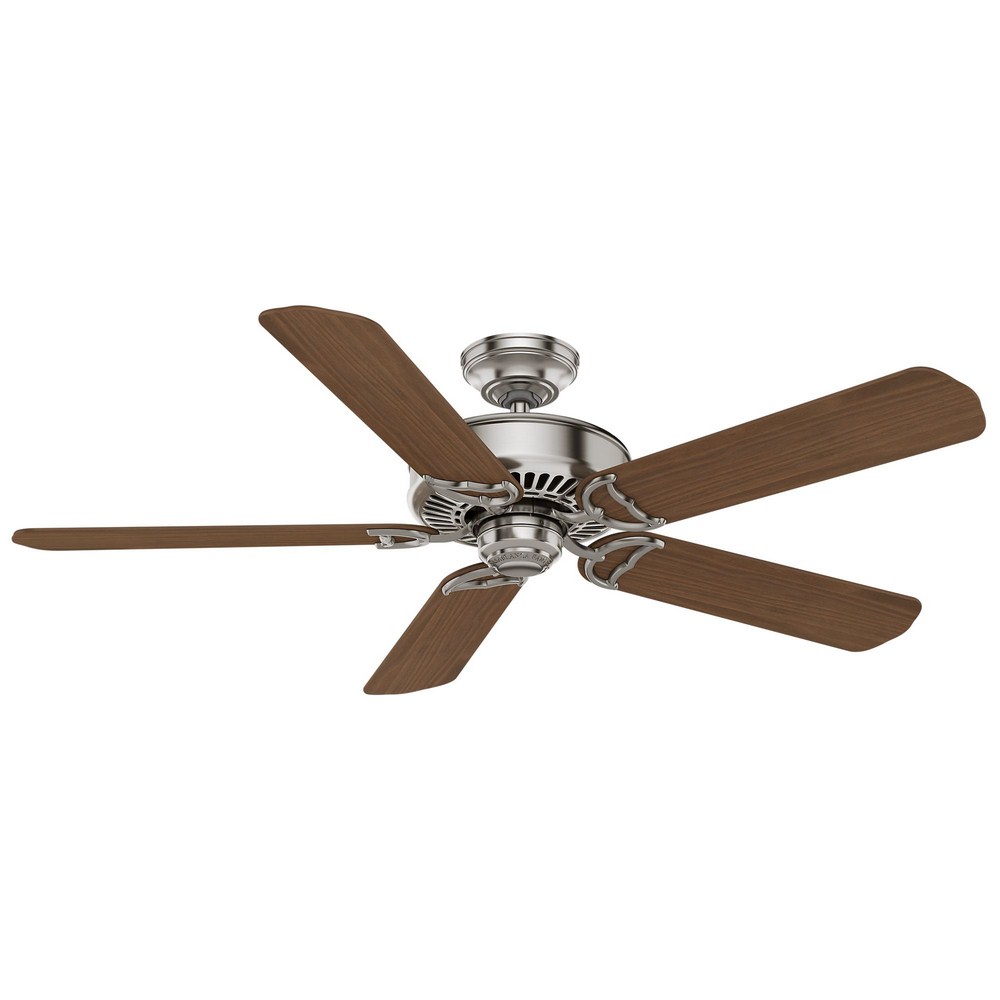 Casablanca Fans-55067-Panama - 5 Blade 54 Inch Ceiling Fan with Wall Control in Rustic Farmhouse Style and includes 5 Motor Speed settings   Brushed Nickel Finish with Eastern Walnut/River Timber Blad