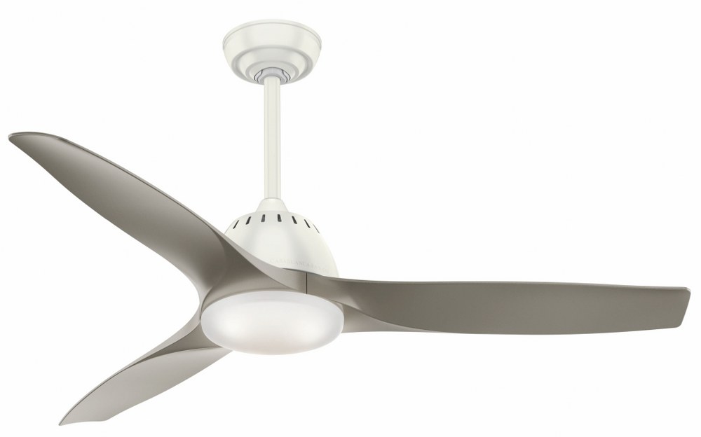 Casablanca Fans-59151-Wisp - 3 Blade Ceiling Fan with Light Kit In Modern style-11.96 Inches Tall and 52 Inches Wide Fresh White Pewter Pewter Finish with Pewter Blade Finish with Cased White Glass