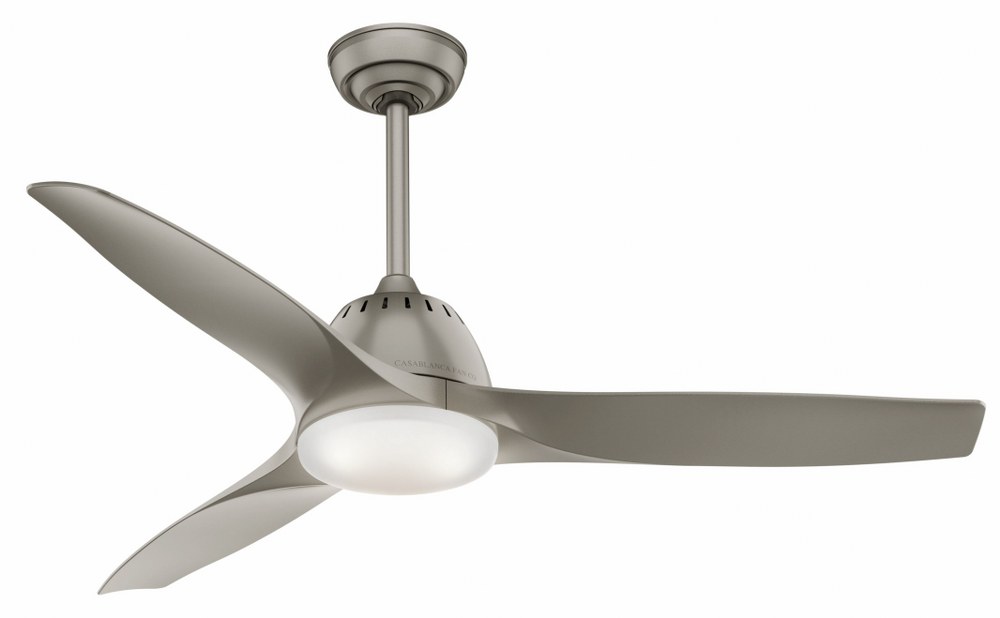 Casablanca Fans-59152-Wisp - 3 Blade 52 Inch Ceiling Fan with Handheld Control in Modern Casual Style and includes 3 Motor Speed settings   Pewter Finish with Pewter Blade Finish with Cased White Glas