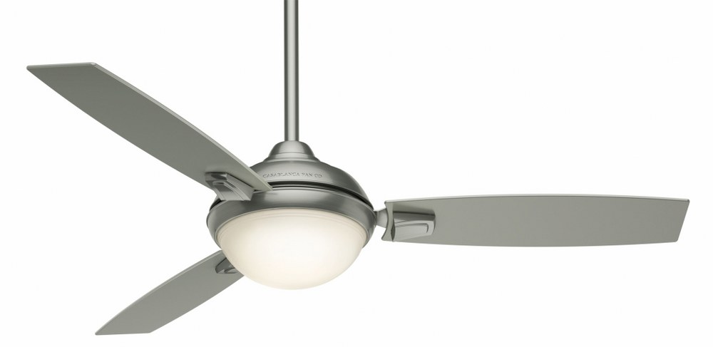 Casablanca Fans-59160-Verse - 3 Blade 54 Inch Ceiling Fan with Handheld Control in Modern Style and includes 3 Motor Speed settings Satin Nickel Platinum/Black Mahogany Satin Nickel Finish with Platinum/Black Mahogany Blade Finish with Clear/White Cased G