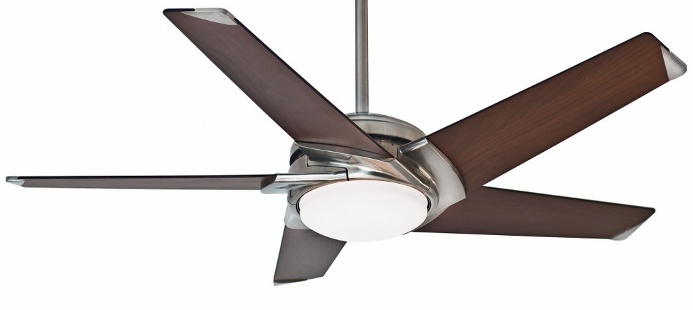 Casablanca Fans-59164-Stealth DC - 5 Blade 54 Inch Ceiling Fan with Integrated Control System in Rustic Modern Style and includes 5 Motor Speed settings   Brushed Nickel Finish with Walnut Blade Finis