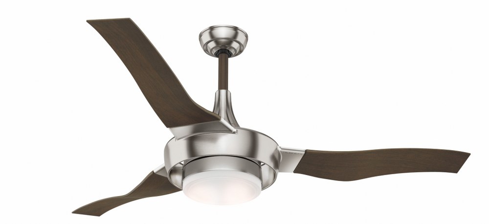 Casablanca Fans-59167-Perseus - 3 Blade 64 Inch Ceiling Fan with Wall Control in Modern Formal Style and includes 3 Motor Speed settings   Brushed Nickel Finish with Walnut Blade Finish with Cased Whi