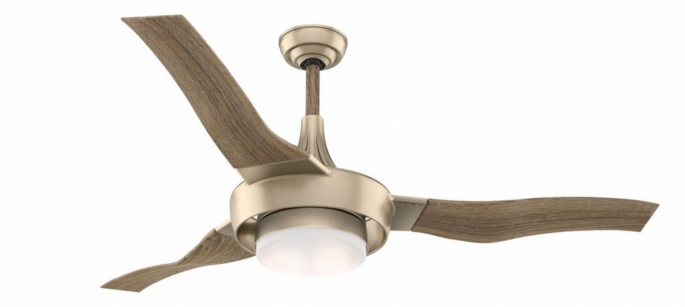 Casablanca Fans-59168-Perseus - 3 Blade 64 Inch Ceiling Fan with Wall Control in Modern Formal Style and includes 3 Motor Speed settings   Metallic SunSand Finish with Drift Oak Blade Finish with Case