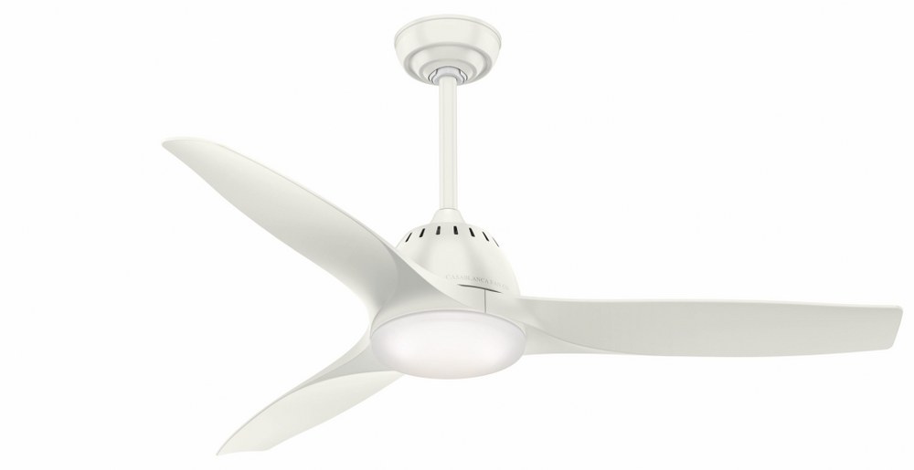 Casablanca Fans-59284-Wisp - 3 Blade 52 Inch Ceiling Fan with Handheld Control in Modern Casual Style and includes 3 Motor Speed settings Fresh White Fresh White 52 Inch - Noble Bronze Finish with Noble Bronze Blade Finish with Cased White Glass