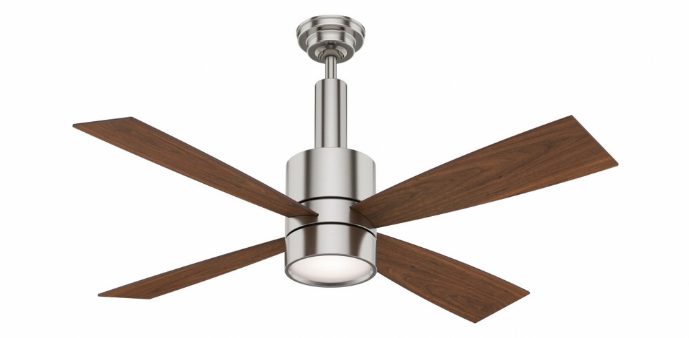 Casablanca Fans-59288-Bullet - 4 Blade 54 Inch Ceiling Fan with Wall Control in Modern Industrial Style and includes 4 Motor Speed settings Brushed Nickel Walnut/Burnt Walnut Matte Black Finish with Black Oak/Eastern Walnut Blade finish with Cased White G