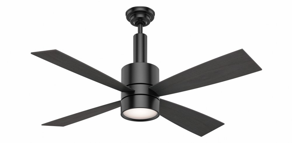 Casablanca Fans-59289-Bullet - 4 Blade 54 Inch Ceiling Fan with Wall Control in Modern Industrial Style and includes 4 Motor Speed settings   Matte Black Finish with Black Oak/Eastern Walnut Blade fin