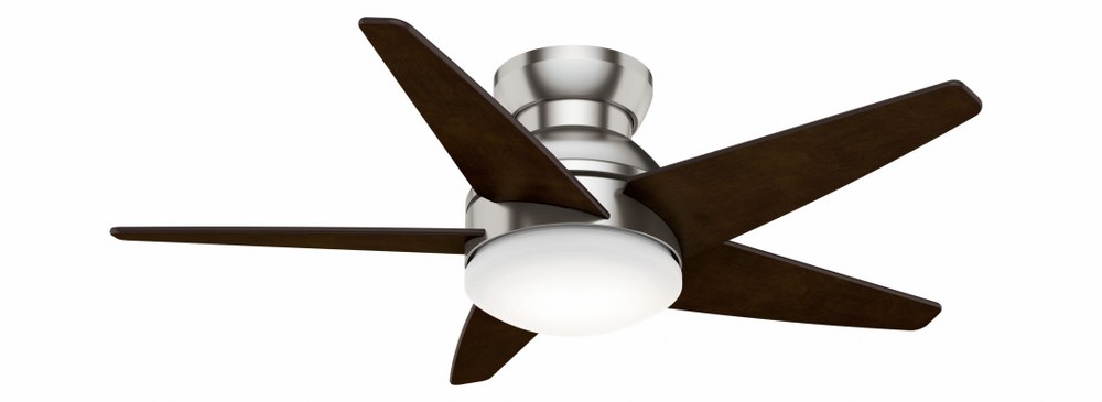 Casablanca Fans-59351-Isotope - 5 Blade 44 Inch Ceiling Fan with Wall Control in Modern Nautical Style and includes 5 Motor Speed settings Brushed Nickel Espresso Brushed Cocoa Finish with Espresso Blade finish with Cased White Glass
