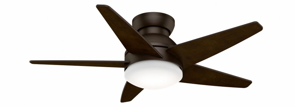 Casablanca Fans-59352-Isotope - 5 Blade 44 Inch Ceiling Fan with Wall Control in Modern Nautical Style and includes 5 Motor Speed settings Brushed Cocoa Espresso Brushed Cocoa Finish with Espresso Blade finish with Cased White Glass