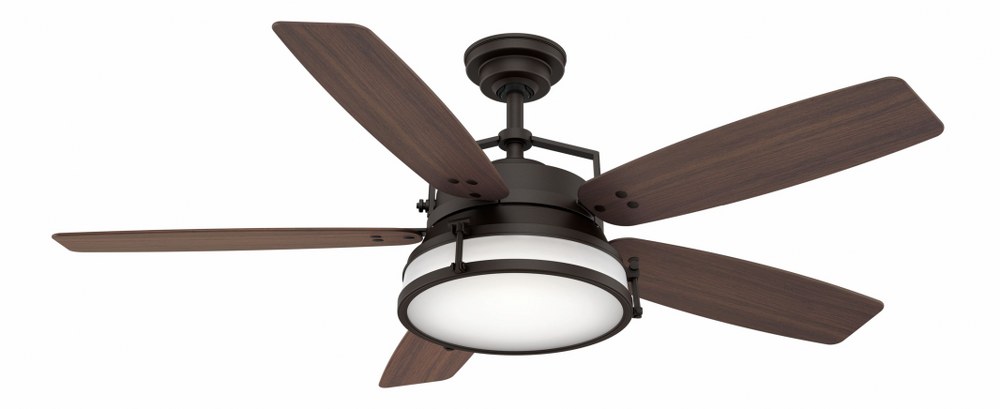 Casablanca Fans-59360-Caneel Bay - 5 Blade 56 Inch Ceiling Fan with Wall Control in Rustic Modern Style and includes 5 Motor Speed settings Maiden Bronze Smoked Walnut Maiden Bronze Finish with Smoked Walnut Blade finish with Cased White Glass