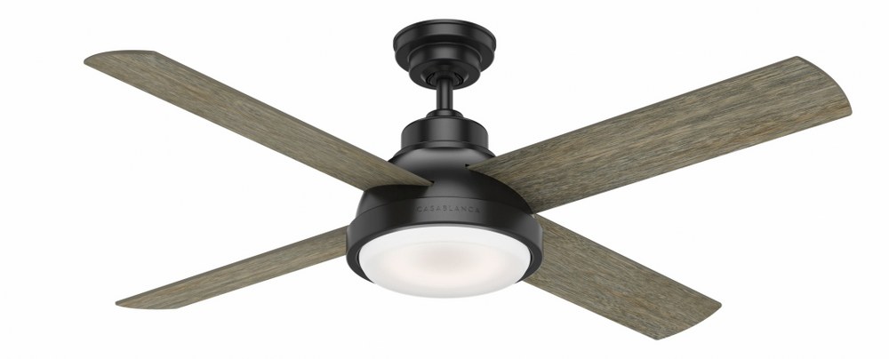 Casablanca Fans-59432-Levitt - 4 Blade 54 Inch Ceiling Fan with Wall Control in Casual Modern Style and includes 4 Motor Speed settings Matte Black Brushing Barnwood/Rustic Oak Fresh White Finish with Fresh White/Rustic Oak Blade Finish with Painted Cased