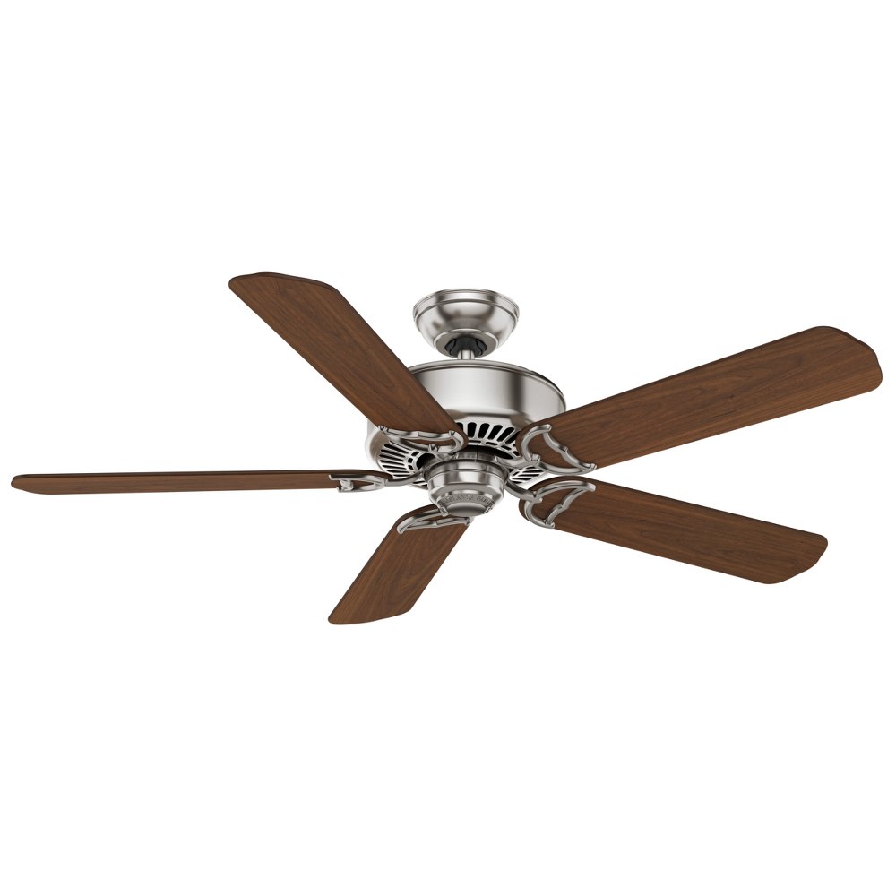 Casablanca Fans-59511-Panama DC - 5 Blade 54 Inch Ceiling Fan with Handheld Control in Rustic Industrial Style and includes 5 Motor Speed settings   Brushed Nickel Finish with Walnut/Burnt Walnut Blad