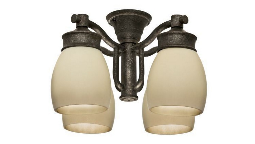 Casablanca Fans-99087-Accessory - Four Light Outdoor Fixture Aged Bronze  Maiden Bronze Finish with Cased White Glass