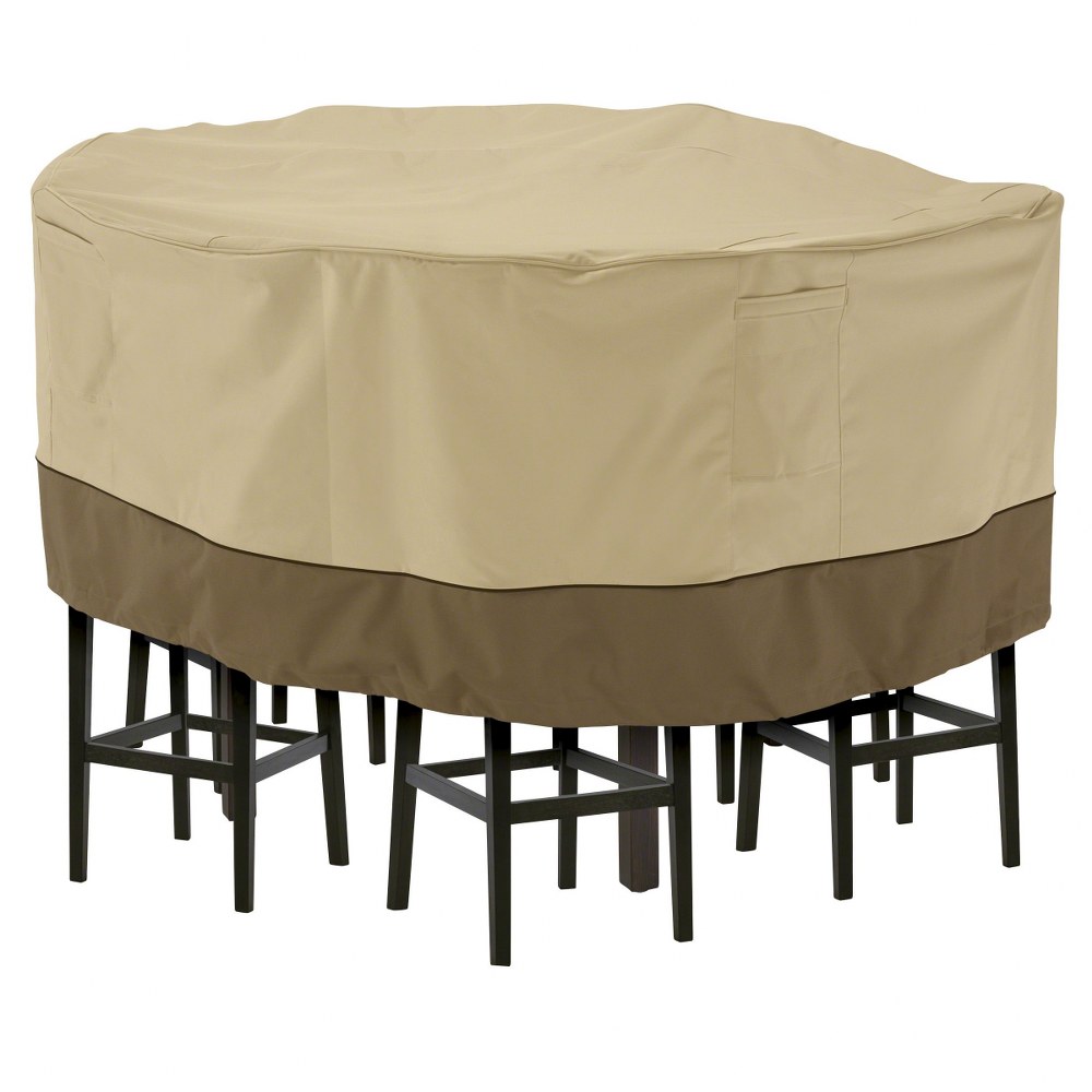 Classic Accessories 55 780 031501 00 Veranda 72 X 72 Inch Medium Tall Round Patio Table Chair Set Cover