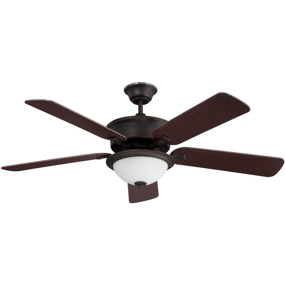 Concord Fans-52BR5EORB-Brookport - 52 Inch Ceiling Fan with Light Kit   Oil Rubbed Bronze Finish with Oil Rubbed Bronze/Natural Cherry Blade Finish with Opal White Glass