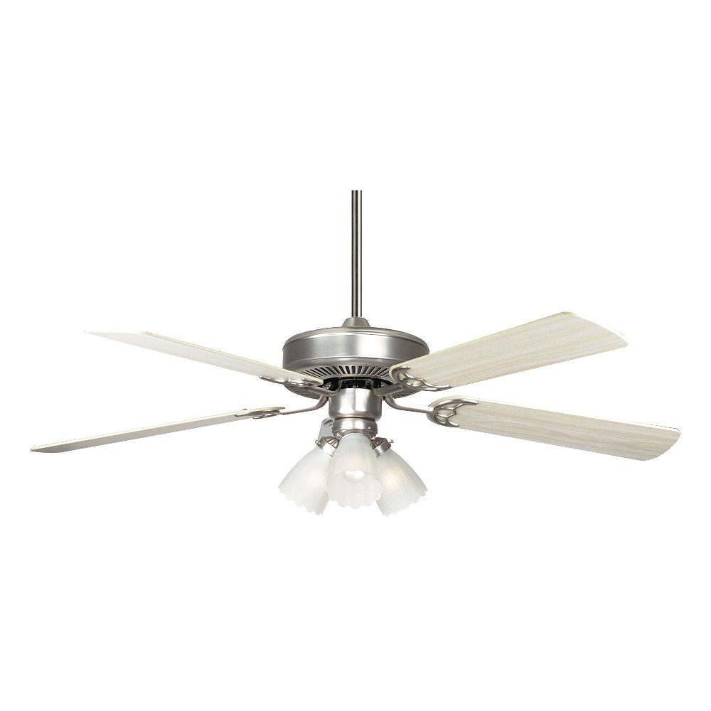 Concord Fans-52HA5SN-MB-LED-Home Air - 52 Inch 5 Blade Ceiling Fan with Light Kit   Satin Nickel Finish with Silver Oak/Rosewood Blade Finish with Frosted Scalloped Glass