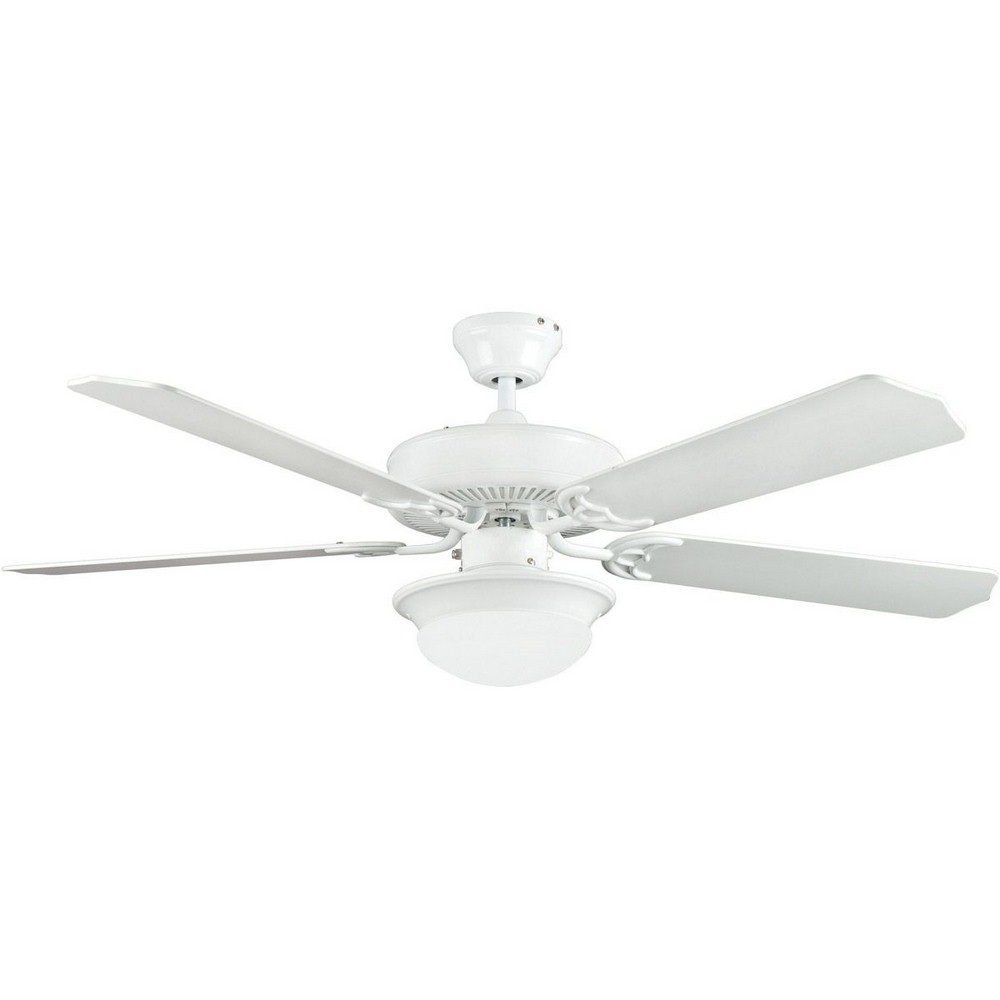 Concord Fans-52HEF5EWH-ES-Heritage Fusion - 52 Inch Ceiling Fan   White Finish with White Blade Finish with Opal White Glass